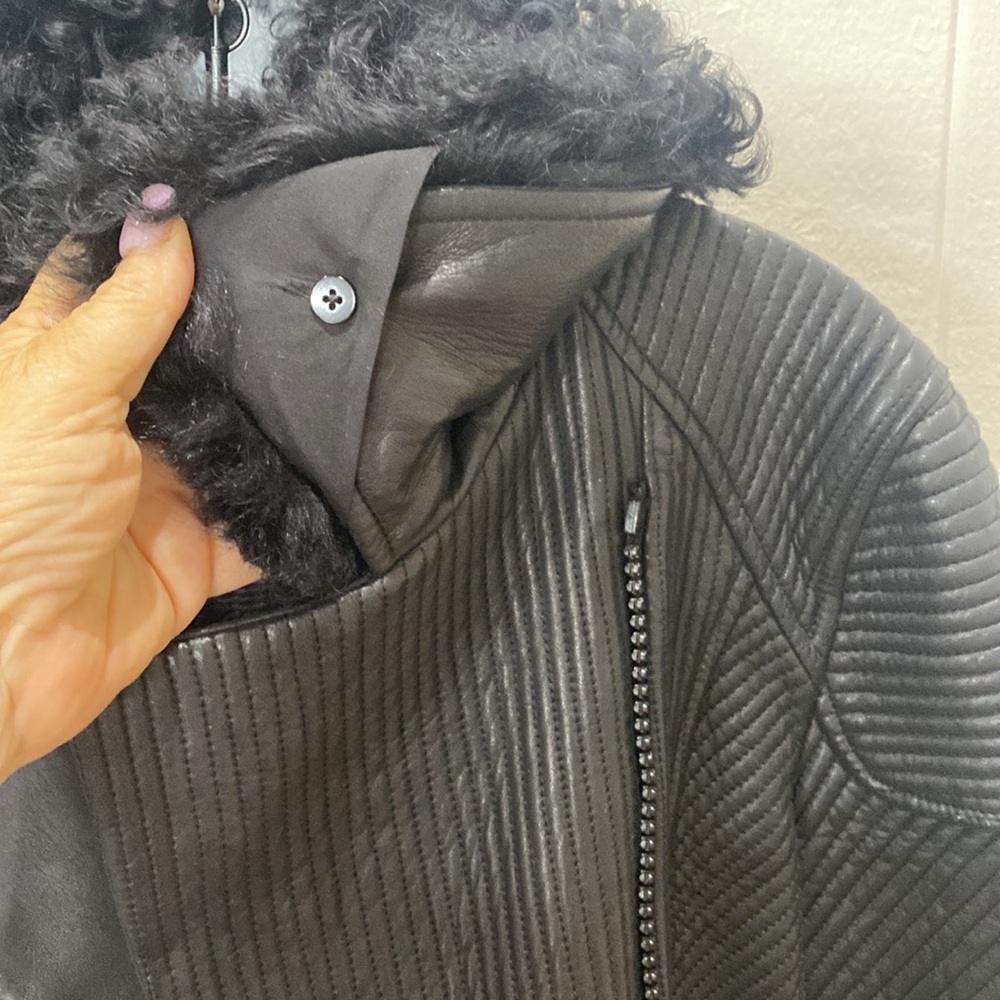 Ellie Tahari leather Bomber Jacket Size Small - Picture 14 of 14